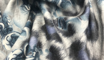 Трикотаж серо-голубой принтованный ТР-195