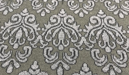 Трикотаж серо-зеленый с орнаментом ТР-М336