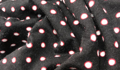 Трикотаж черный в горох ТР-08275